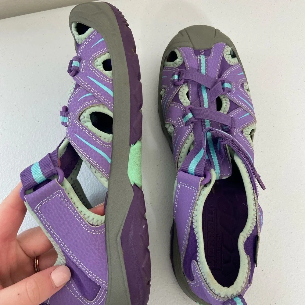 EUC Merrell women's purple hook loop strap hydro hiker hiking sandals shoes 6